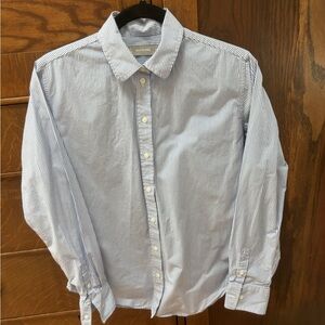 Everlane Blue and White Stripe Button-Down Shirt